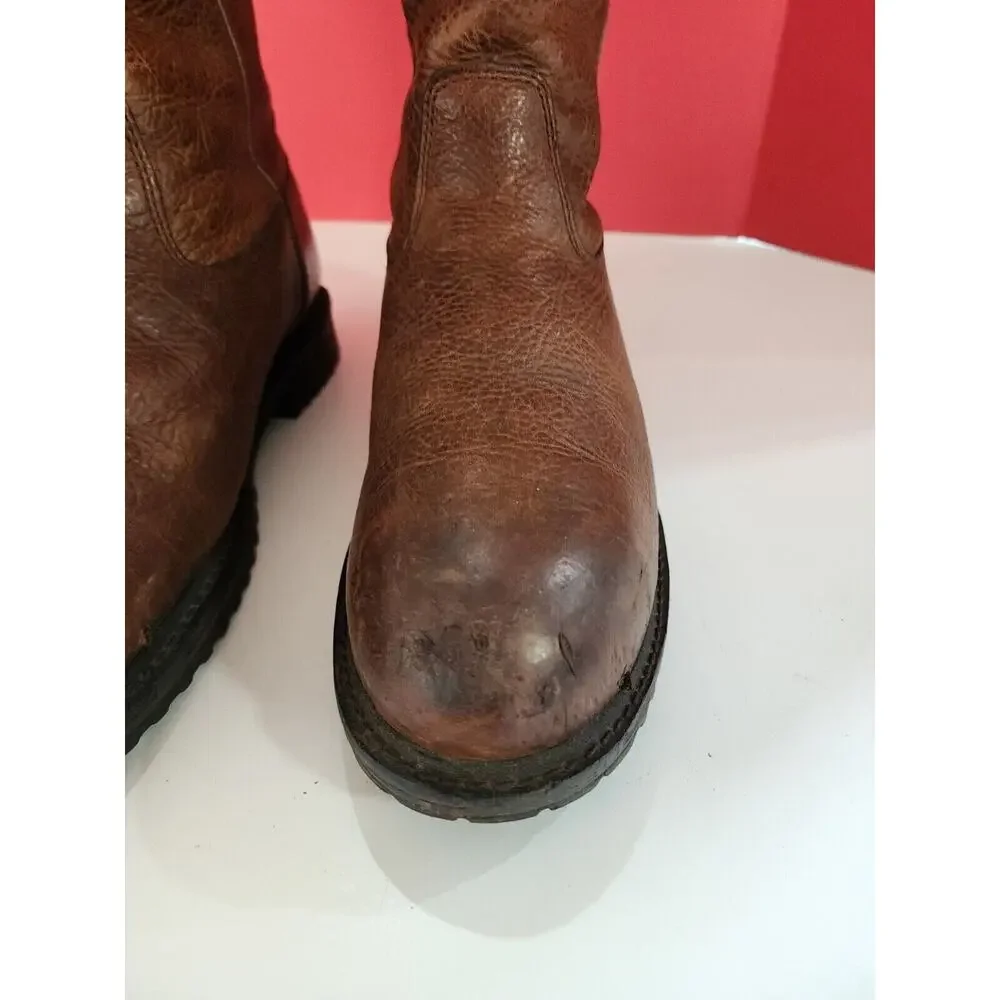 Ariat 12 D Mens Brown Leather Steel Toe Pull On Round Toe Boots